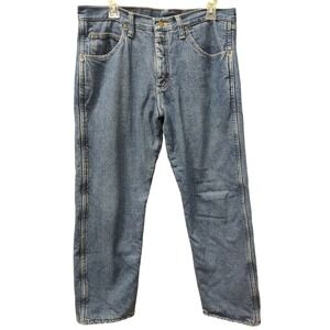 Wrangler Rugged Wear Mens 34x30 Fleece Lined Jeans Relaxed Fit‎ Blue Denim